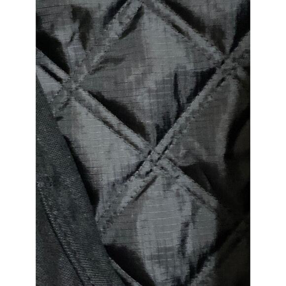 L.O.G.O / H& M WO size large Black hooded faux fur quilted coat multi pockets - Picture 10 of 14